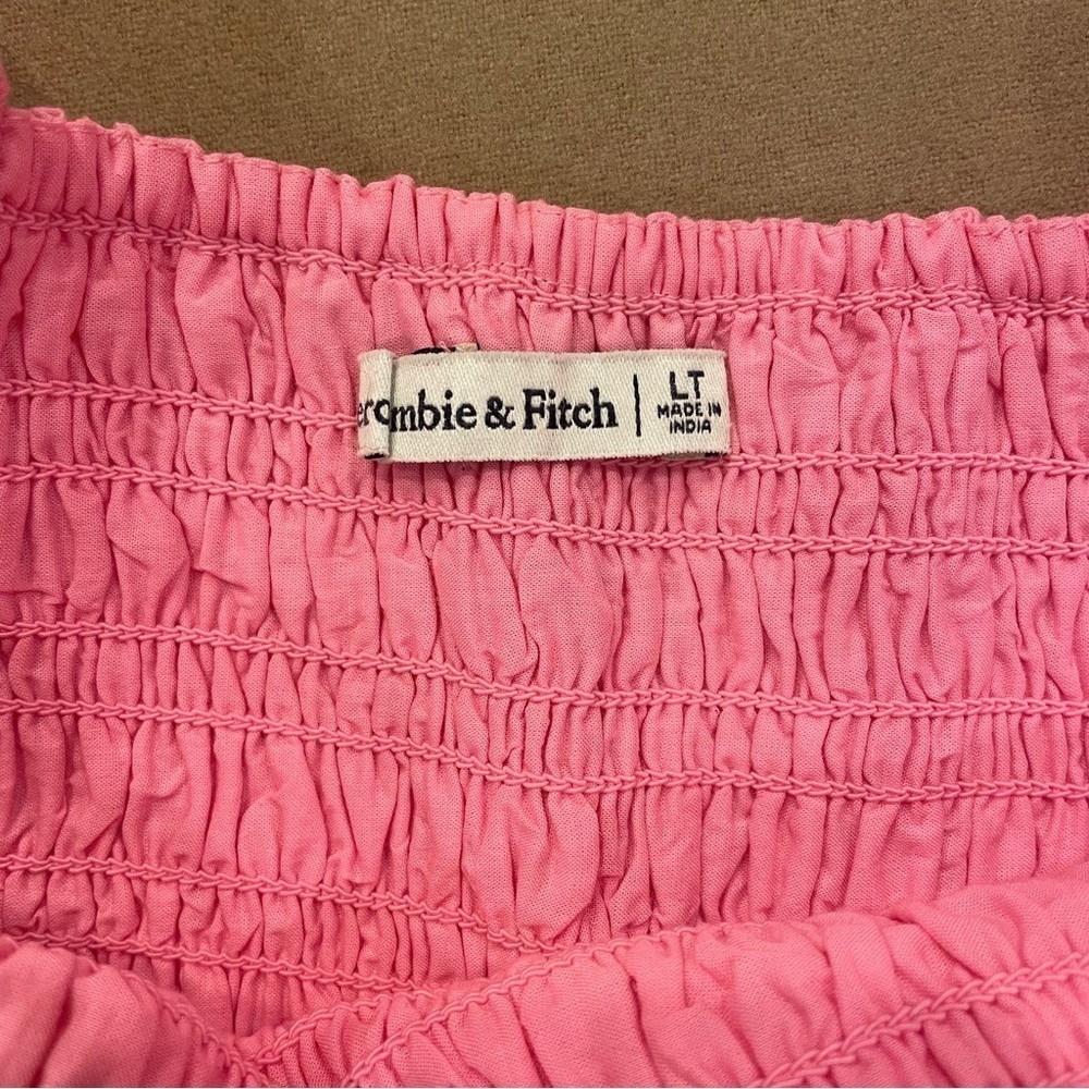 Abercrombie & Fitch Smocked Ruffle Strap Sweetheart Neckline Midi Dress Large T - Picture 9 of 13